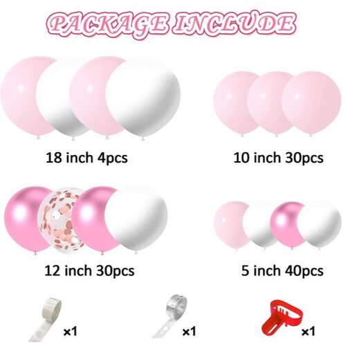 Amazon Cross-border Party Balloons Wholesale Pink Metallic Powder Confetti Balloons Baby Girl Shower Decoration Birthday Arrangement
