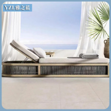 户外柚木躺床躺椅室外游泳池庭院户外沙滩椅防水防晒藤编躺椅