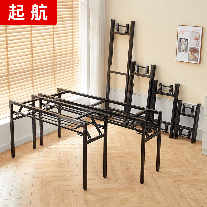 双层折叠桌架家用电脑桌简易培训桌会议长桌架简易折叠桌脚架批发