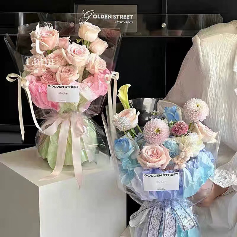 七夕情人节渐变珠光雪梨纸加厚鲜花包装纸材料花艺花束包花内衬纸