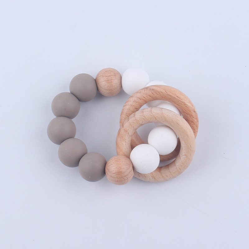 Nuevo bebé suministros mordedor pulsera creativa cuentas de silicona Beech anillo mordida molar pulsera mordedor juguete
