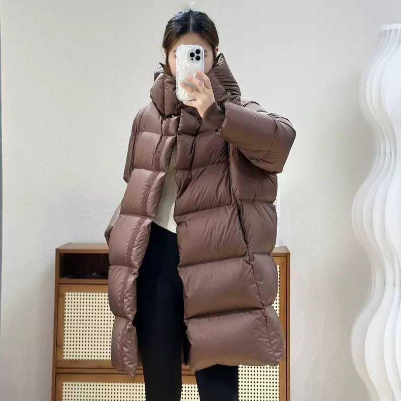 新款羽绒服长款休闲宽松江南风格高级感阔版连帽加厚保暖羽绒外套