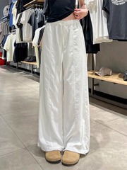 白色冰丝运动裤女夏薄款2025新款高腰显瘦宽松直筒速干凉凉工装裤
