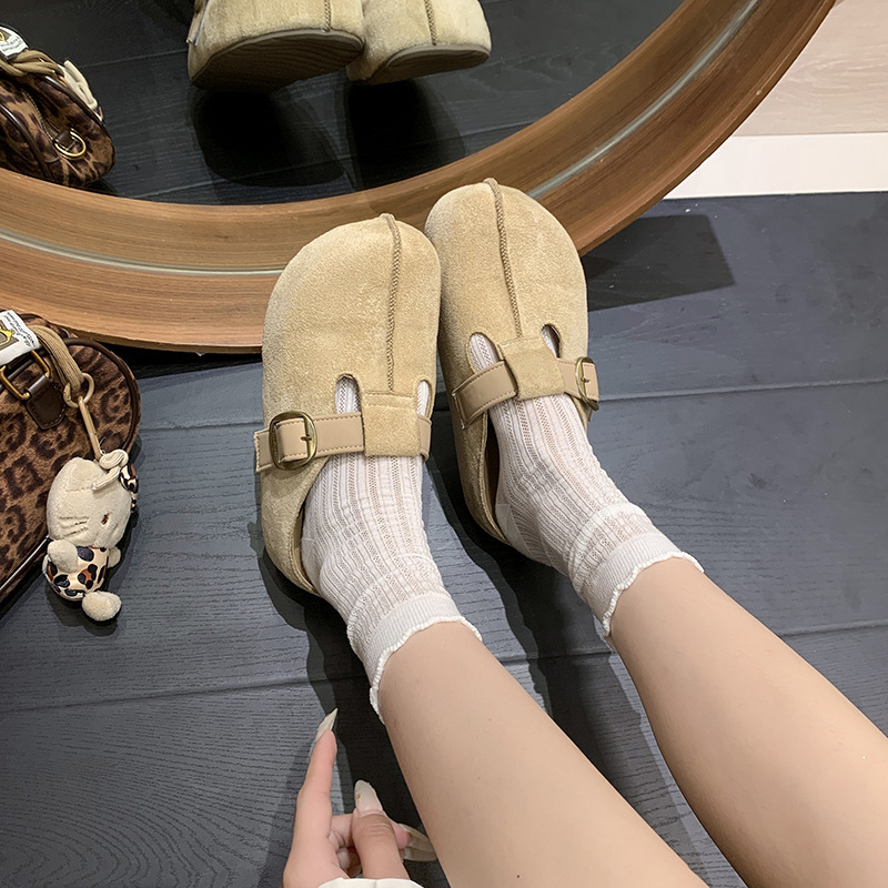 厚底内增高一脚蹬勃肯鞋懒人包头半拖鞋女外穿2025新款秋博肯单鞋|undefined