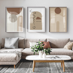 Modern Minimalist Abstract Line Living Room Background Wall Three-Panel Painting Nordic Beige Wall Art Manufacturer Wholesale