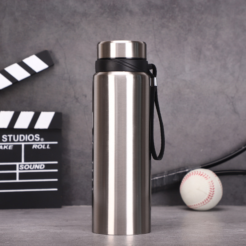 Botella termo de acero inoxidable 304, portátil para exteriores y coche, gran capacidad, con asa