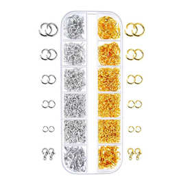 1200pc 4-10mm单圈闭口圈龙虾扣收纳盒 DIY手链项链饰品制作材料