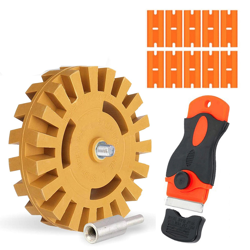 12件套打磨轮去胶头塑料刮板车轮和塑料刀片组合贴花橡皮擦套件