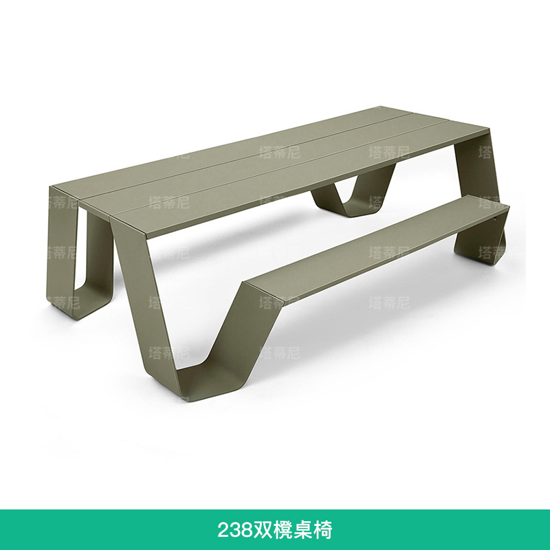Conjunto de mesa y silla al aire libre de una pieza comedor café titular de la tarjeta pública Parque al aire libre de acero inoxidable ocio combinación muebles image 10