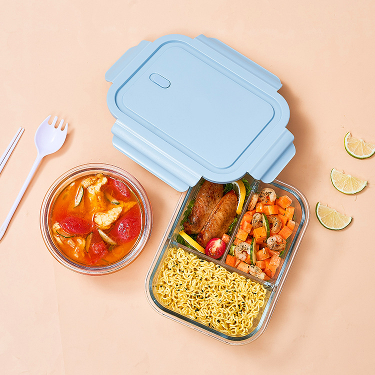 児童・生徒弁当箱 電子レンジ弁当箱 和風角型密閉鮮度保持耐熱ガラス弁当箱 サラリーマン向け|undefined