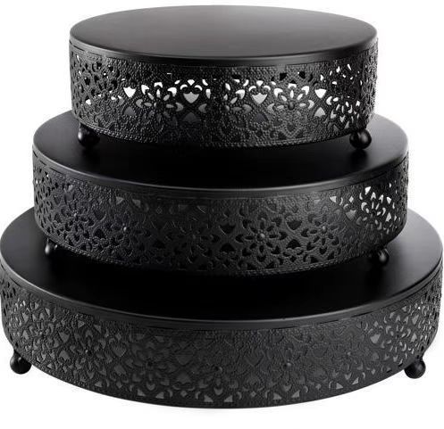 Golden dessert table decorations European wedding props Lace iron cake plate afternoon tea snack stand combination