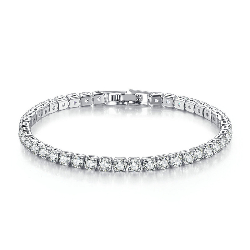 Cross-Border 4mm Tennis Bracelet Single Row Hip-Hop Trendy Brand Four-Claw Imitation Moissanite Bracelet Jewelry Wholesale Cross-Border 4mm Tennis Bracelet Single Row Hip-Hop Trendy Brand Four-Claw Imitation Moissanite Bracelet Jewelry Wholesale