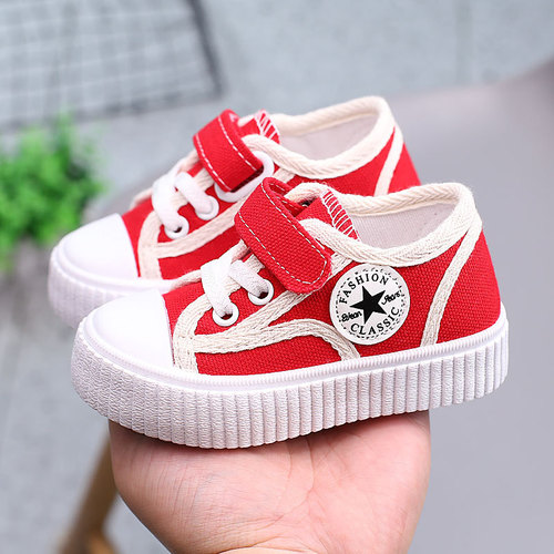 Children's canvas shoes, baby boys' shoes, breathable soft sole shoes, spring and autumn girls' cloth shoes, toddler sneakers, kindergarten