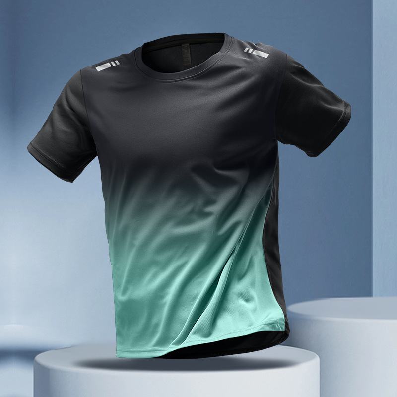 速乾性 Tシャツメンズスポーツ半袖ルーズアイスシルク夏薄いフィットネス服トレーニングランニング服新しいトップス|undefined