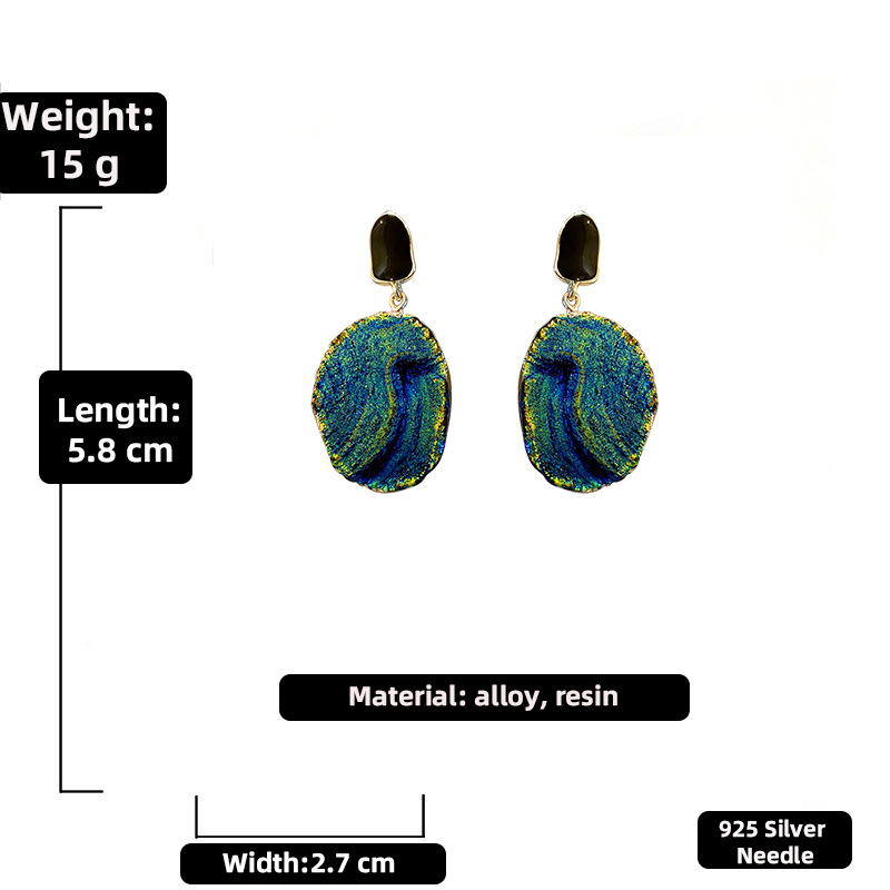 Retro Oil Painting Geometric Resin Earrings European And American Exaggerated Earrings display picture 1