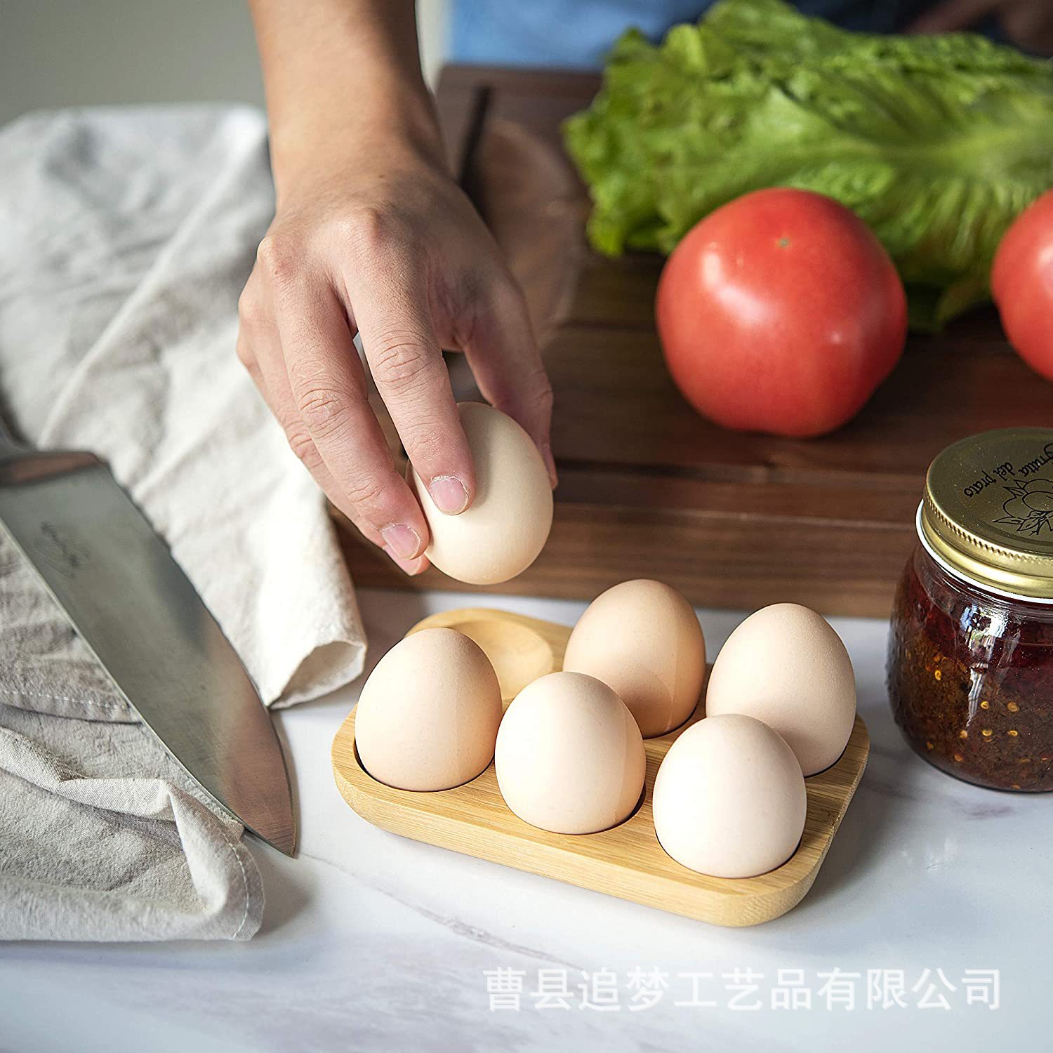 现货小架木制鸡蛋架餐小点心摆盘托盘家用厨房冰箱台面鸡蛋木托盘