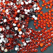 跨境热销1440颗一包水晶玻璃平底钻桔红色美甲水钻彩色圆形DIY配