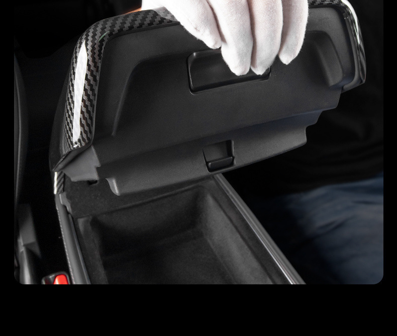 Suitable for Six-Seater Tesla Armrest Box Cover, New Version Model 3/Y/Yl Rear Air Outlet Protective Cover Carbon Fiber