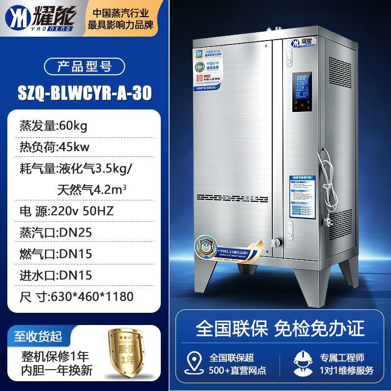 Generador de vapor de gas natural automático de gas comercial máquina de vapor de ahorro de energía pan de bolón de hierro calderas de vapor pan al vapor