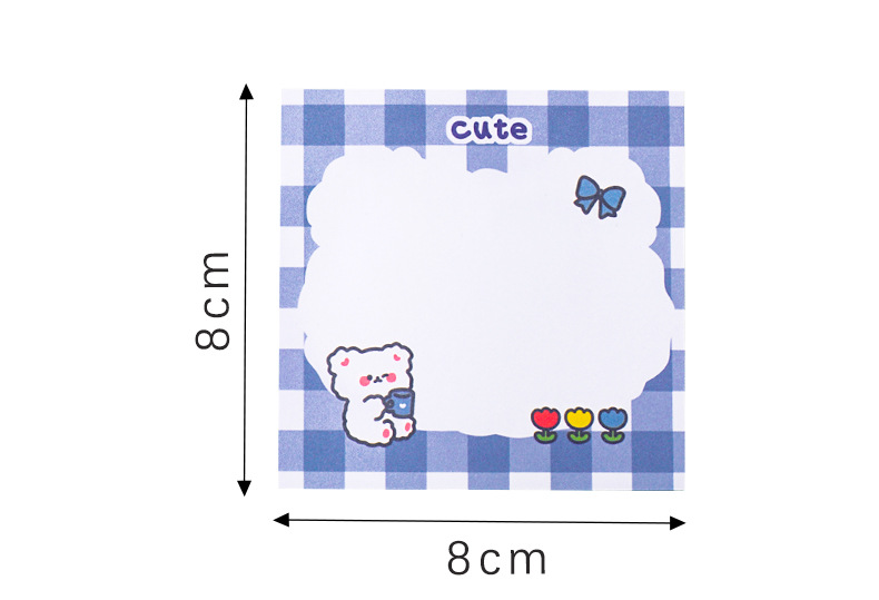 Cute Cartoon Blue Grid Portable Small Size Sticky Note display picture 2