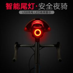 Smart Brake Tail Light for Mountain Bikes, USB Charging, Waterproof, Road Bike Night Ride Safety Tail Light