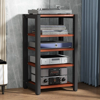 Audio Rack Equipment Cabinet — Electric car big tripod - teak-5-layers