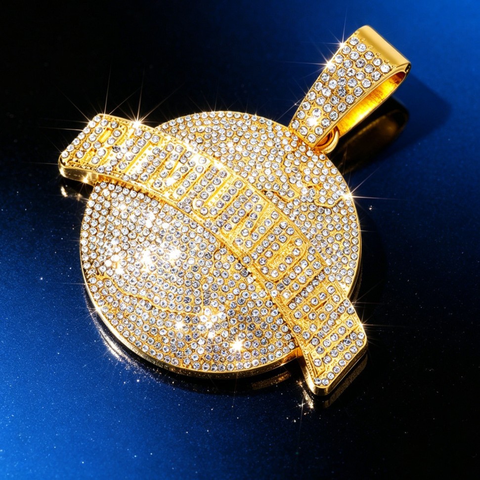 Europa y los Estados Unidos collar de hip hop transfronterizo estilo hip hop popular cubano collar de aleación de diamante collar de medalla redonda collar de hombre al por mayor