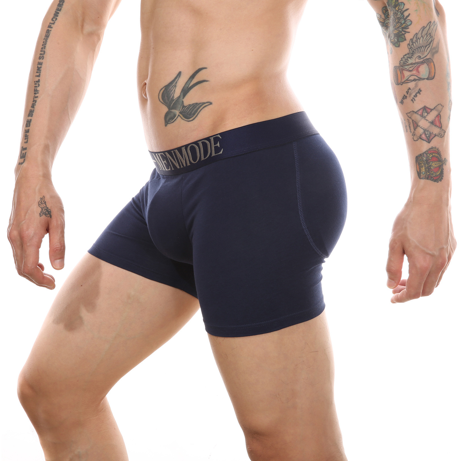 Comercio exterior pantalones cortos de boxeador de levantamiento de cadera para hombres visual sexy ropa interior de pierna antidesgaste almohadilla de esponja extraíble M-4XL