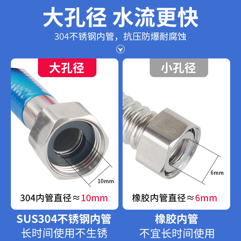 304 ステンレス鋼ベローズ給湯器給水ホース 4 分水パイプ金属防爆温冷家庭用温水パイプ|undefined
