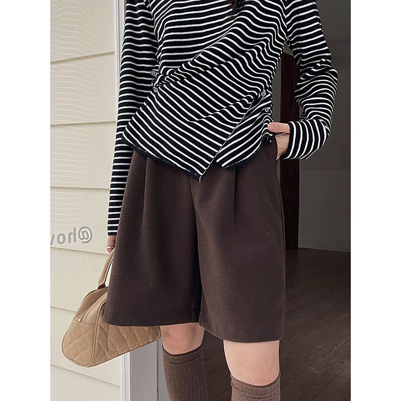 【冬季百慕大 3色】歌铭高腰加厚毛呢西装短裤女五分休闲裤N494B