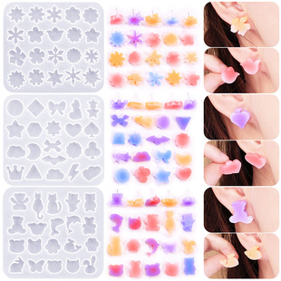 DIY Crystal Drops Collections Earrings Silicone Mold Star Moon Earrings Snowflake Little Flower Kitten Earrings Mold