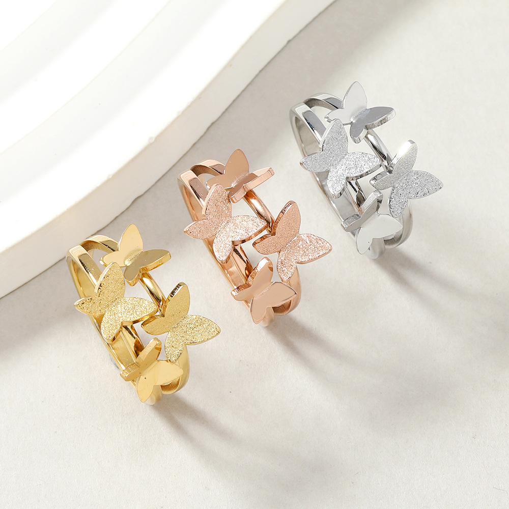 4g Weight Rings Classification Stainless Steel Lady Butterfly Plating Rings