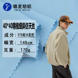 现货批发 40支精梳细斜弹力仿天丝布料 风衣外套裤子连衣裙面料