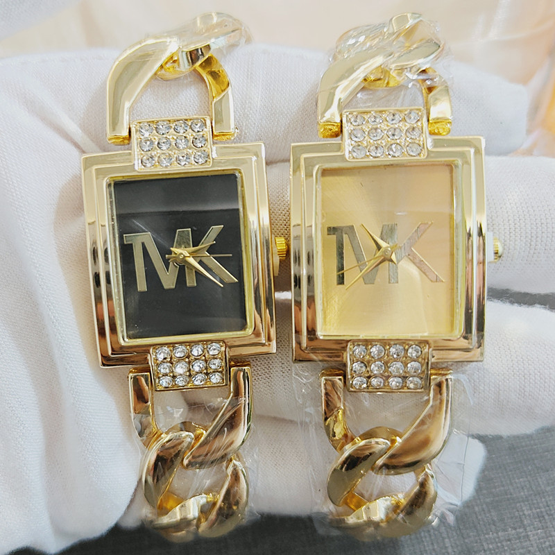 Cross-Border New Style European and American High-End Bracelet Women's Watch, Light Luxury Fashion Quartz Watch, Hollow Diamond-Encrusted Square Women's Watch