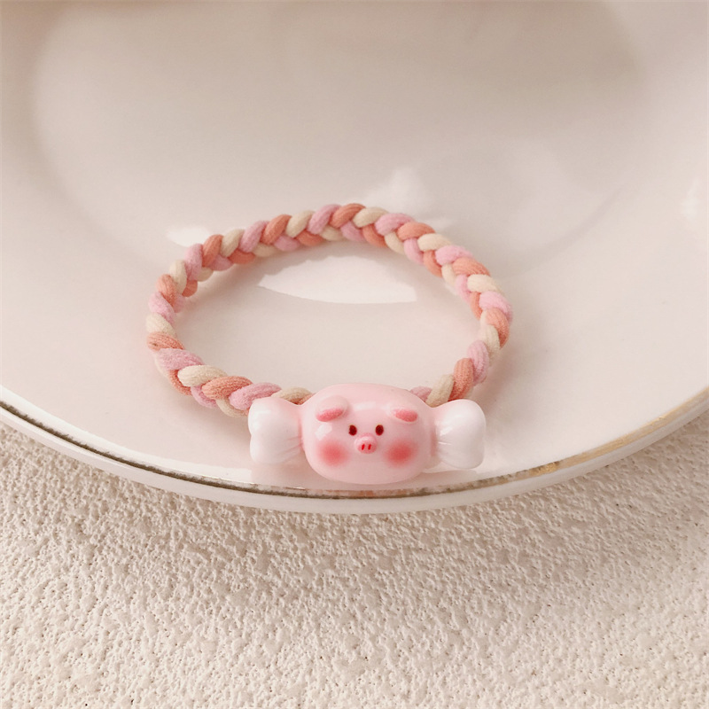 Caramelo lindo animal trenzado anillo de cabello cuerda de cabeza dulce niña alta elástica ins Fengsen cuerda de cabello correa de correa adornamiento para el cabello