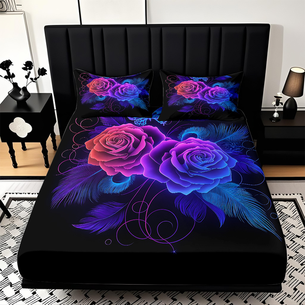 TEMU / JIT Transfronterizo para la serie de mariposas multicolores 3D impresión digital cama cama almohada kit de diseño se puede fijar