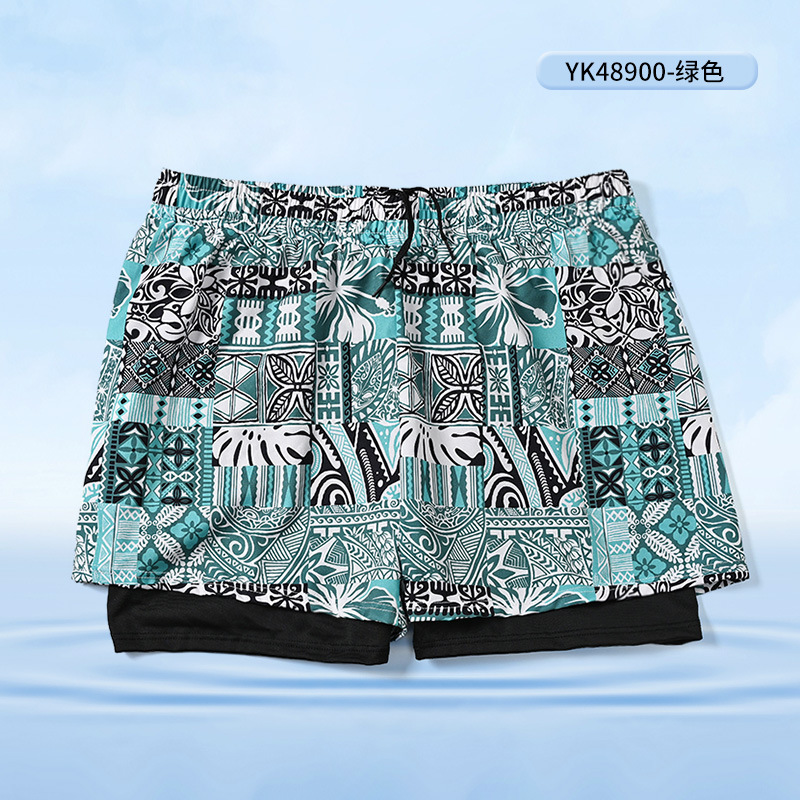 Pantalones de playa para hombres de verano bañadores anti-vergüenza de doble capa bañadores bóxer sueltos y cómodos pantalones cortos de vacaciones junto al mar al por mayor