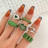 Resin, ring, green set, new collection, 6 pieces