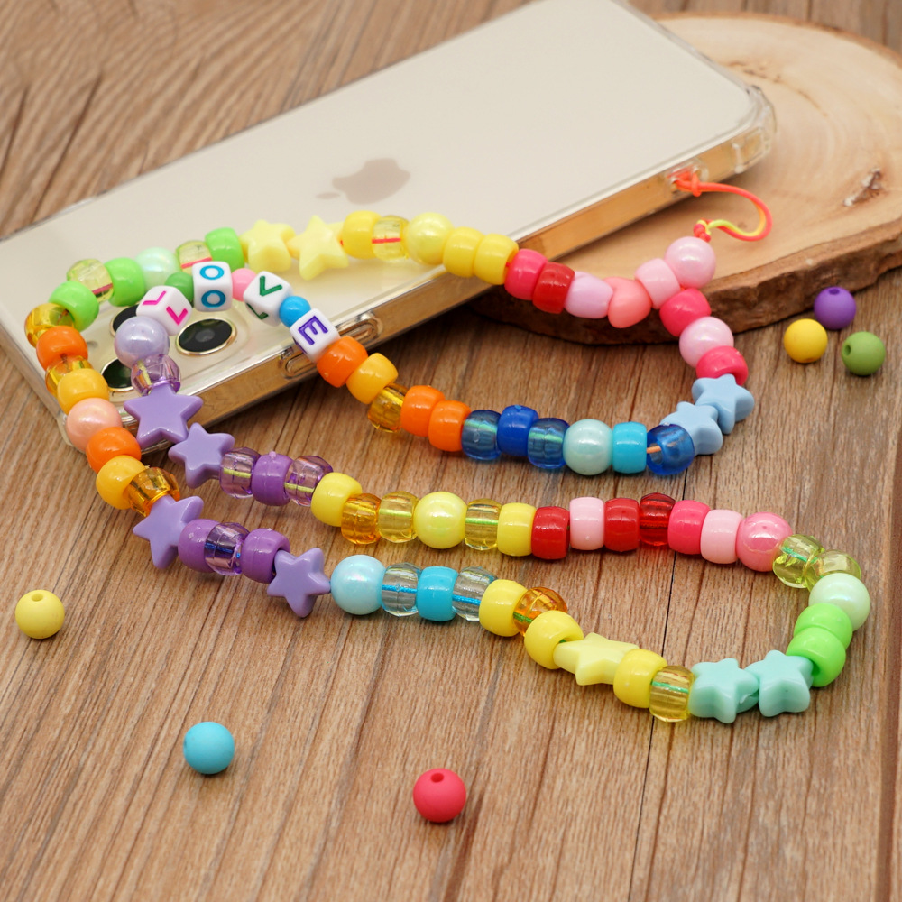 Wholesale Ethnic Acrylic Clashing Color Beads Letter Mobile Phone Lanyard Nihaojewelry display picture 14