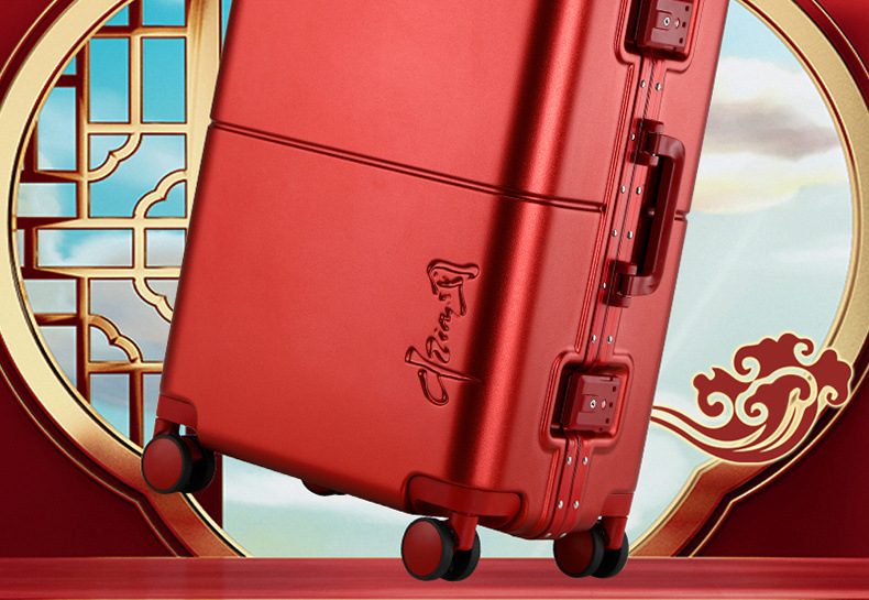 Women's Luggage Marriage Dowry Trolley Aluminum Frame Mute
