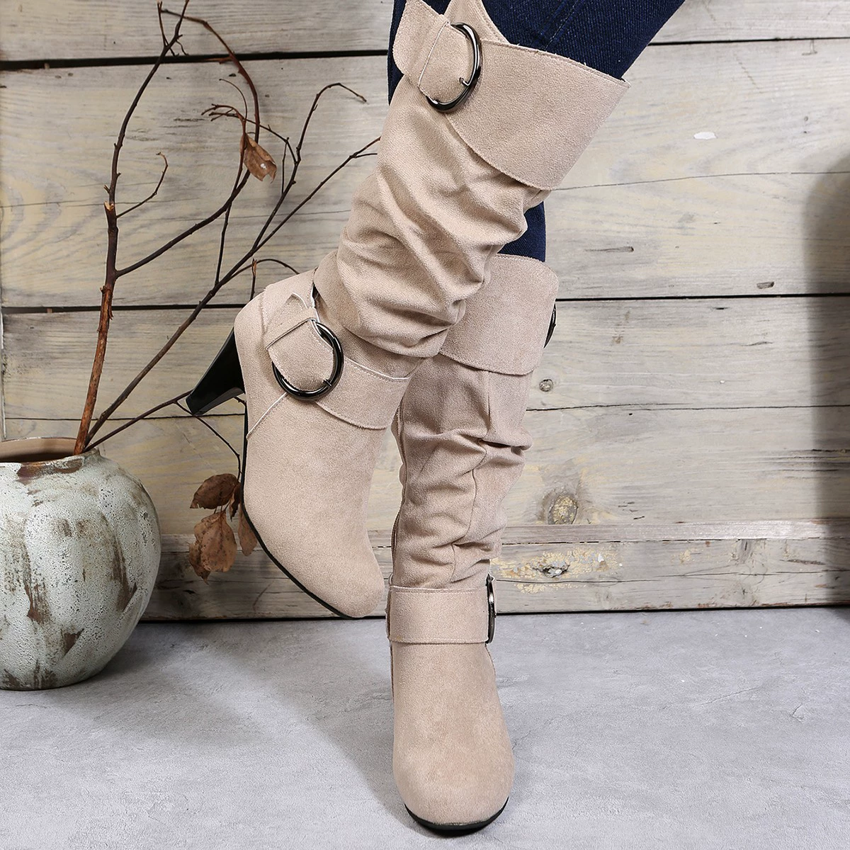 Matte belt, buckle, high boots heels, wish, Amazon