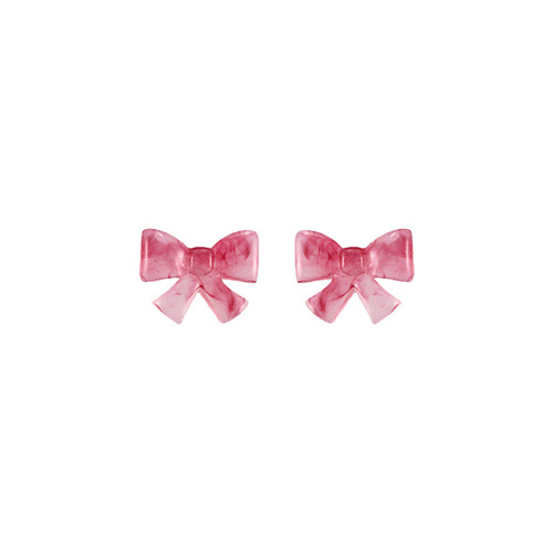 Pink Hoop Earrings Sweet Fresh and Versatile Instagram Bow Earrings for Women Summer  New Trend Earrings Mori Style