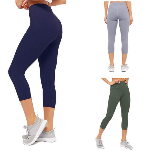 New 7-inch high-waist leggings with tummy control and buttock lifting, fitness yoga pants for women, wholesale