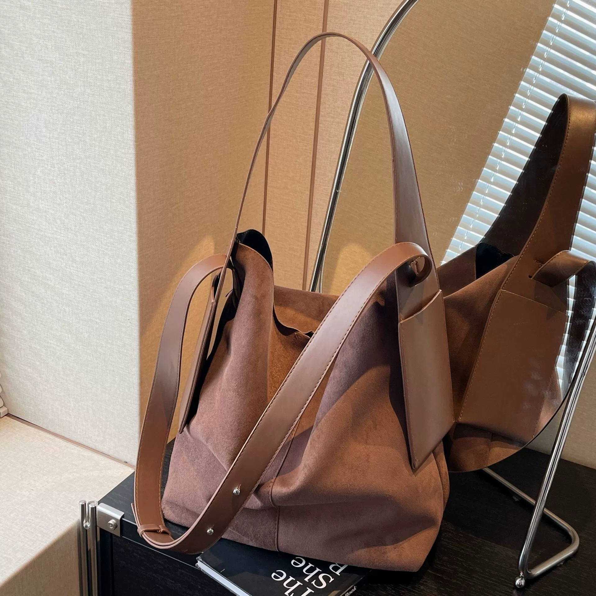 Winter capacious shoulder bag, bag strap, high-quality style