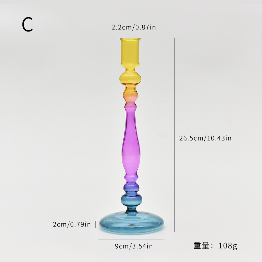 Creativo en vidrio de colores candelabro decoraciones para el hogar boda props de disparo retro contraposición candelabro fábrica al por mayor