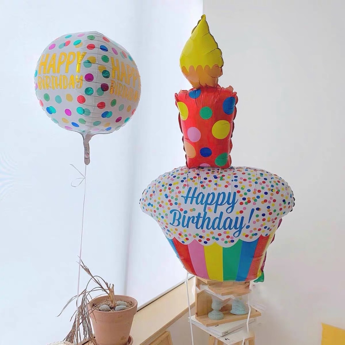 Nuevo ins pastel de cumpleaños película de aluminio globo fiesta de cumpleaños de los niños foto escena decoración vela globo