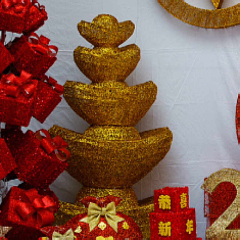 Adornos Luminosos de Hierro Forjado para el Año Nuevo Chino y el Festival de Primavera 2025, Decoración de Escena con Monedas de Cobre del Dios de la Riqueza image 12