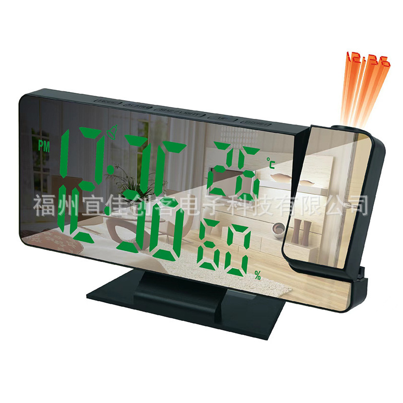 投影目覚まし時計多機能 LED 温度と湿度表示スヌーズスマート電子時計時間記憶寝室の卓上時計|undefined
