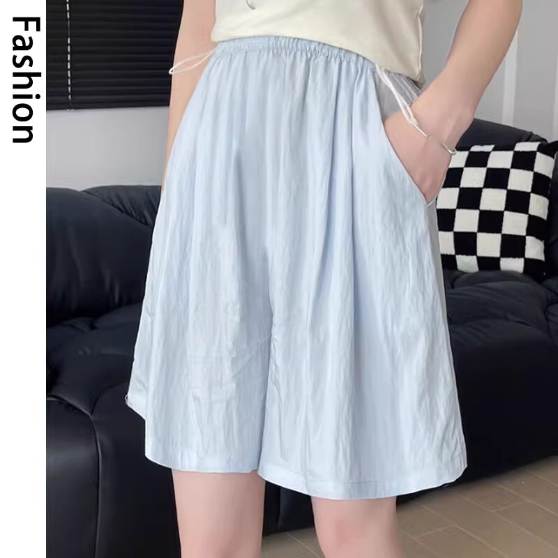 Plus Size Maternity Shorts Summer Thin Outerwear Yamamoto Pants Women Non-Tightening Belly Ice Silk Pants Five-Point Pants Maternity Wear