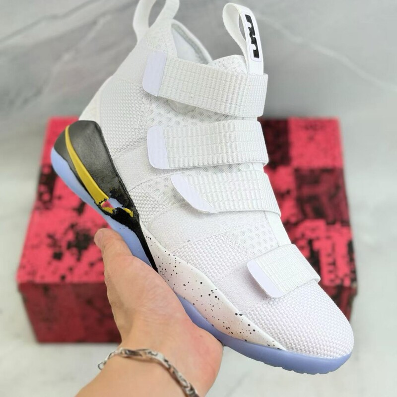 New Product Lebron Soldier 11 James Warrior 11Th Generation White Golden High-Top Lbj11 Ambassador Practical Basketball Shoes